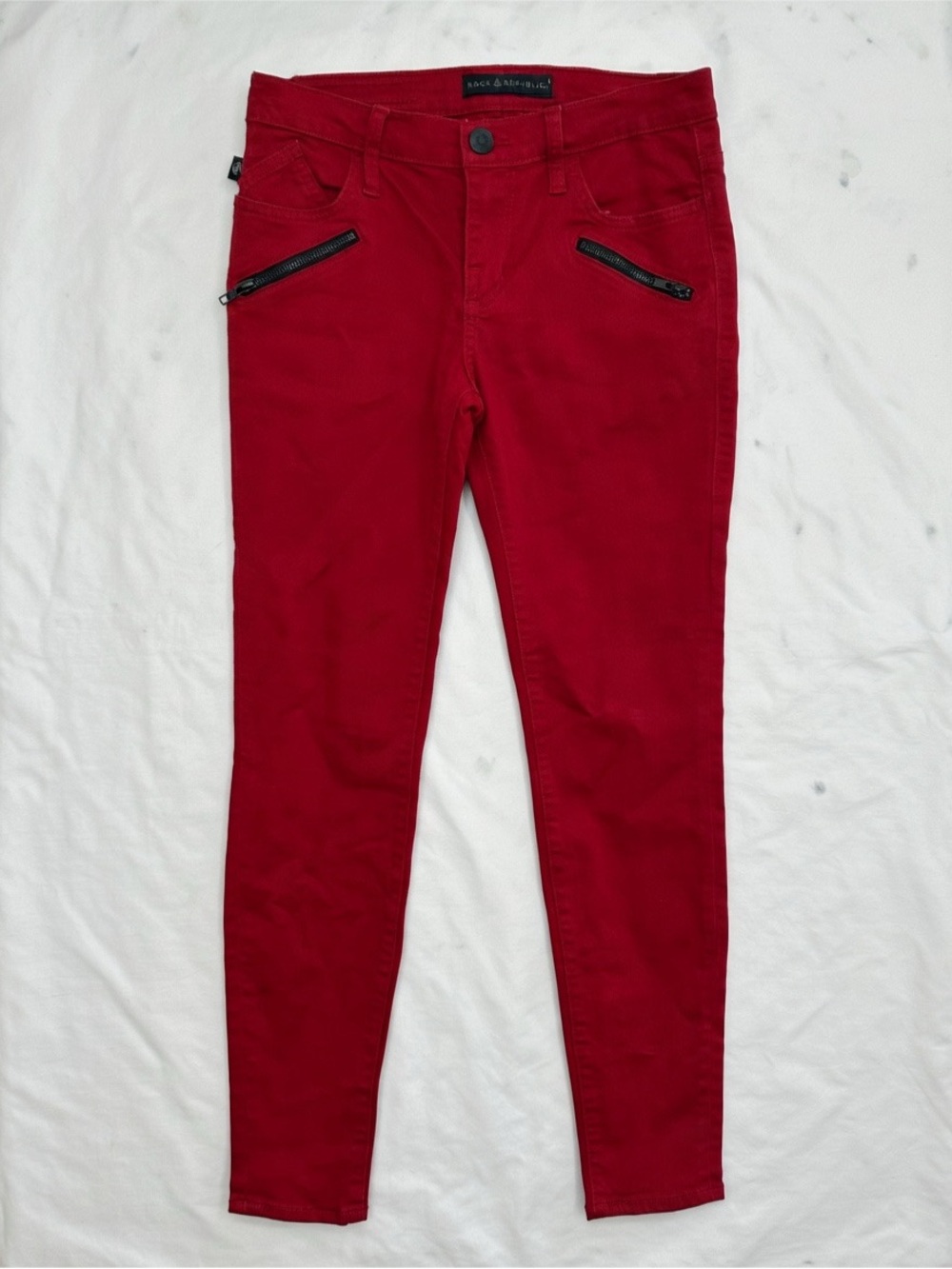 Rock & Republic Red "Kashmiere" Moto Skinny Jeans 4